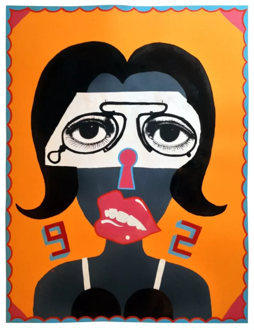   Character Study 2 , 2013, Acrylic and sign painter's enamel on paper, frame, 25 3/5 × 19 7/10 in | 65 × 50 cm 