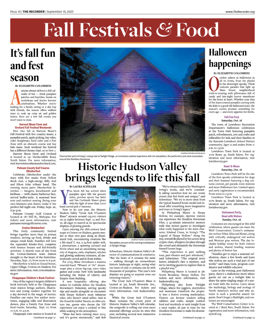 Historic Hudson Valley Brings Legends to Life This Fall