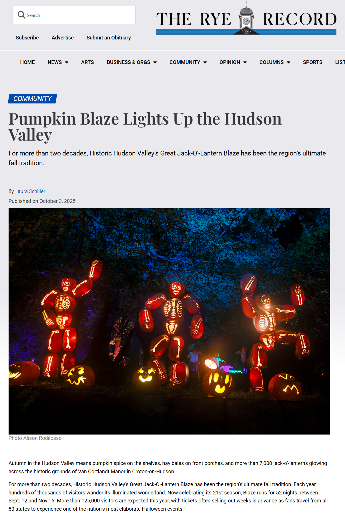 The Rye Record Pumpkin Blaze Lights Up The Hudson Valley