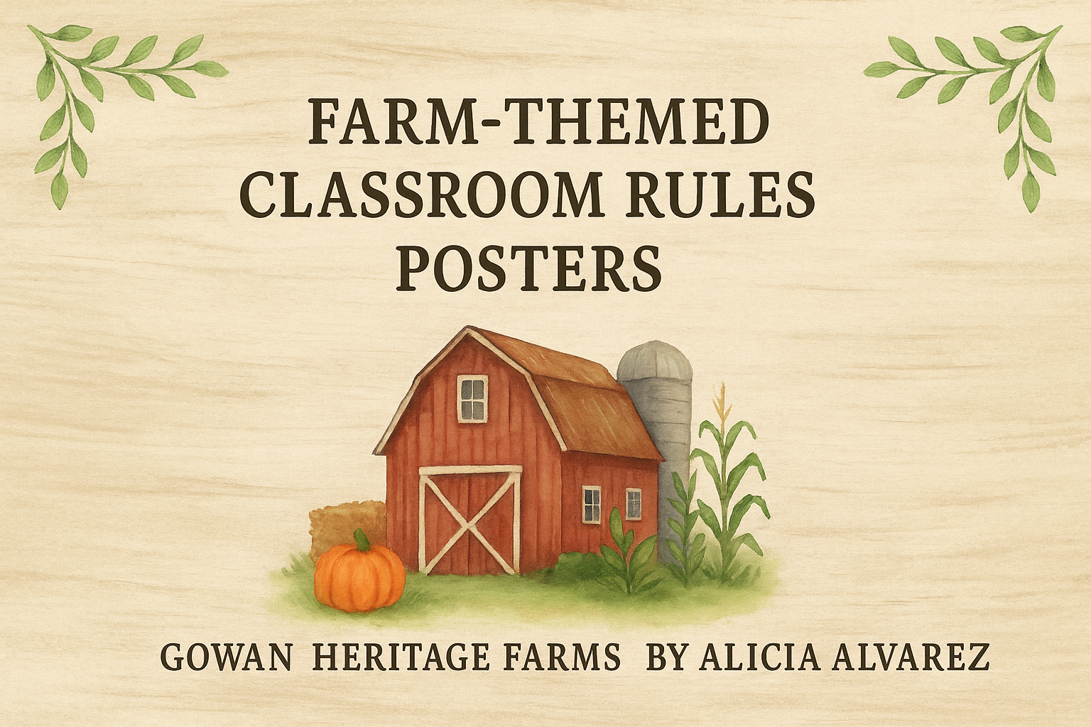 On the Farm We Learn: A Watercolor Classroom Rules Book