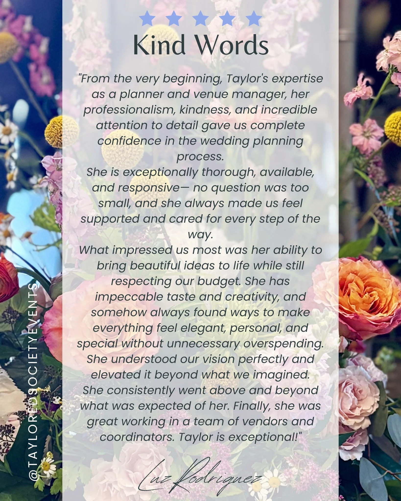 Kind words like this mean the absolute world to me. My goal is always for clients to feel supported, organized, understood, and cared for through every step of the planning process, not just on the wedding day, but in all the tiny decisions and behin