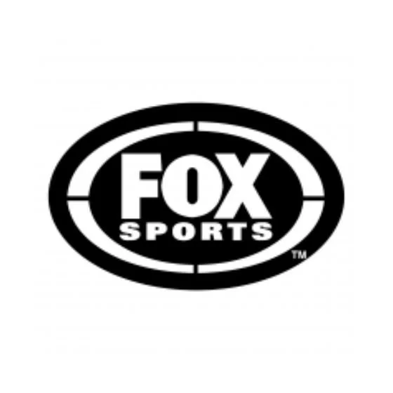 Fox Sports logo in black and white with an oval outline and segmented crosshairs.