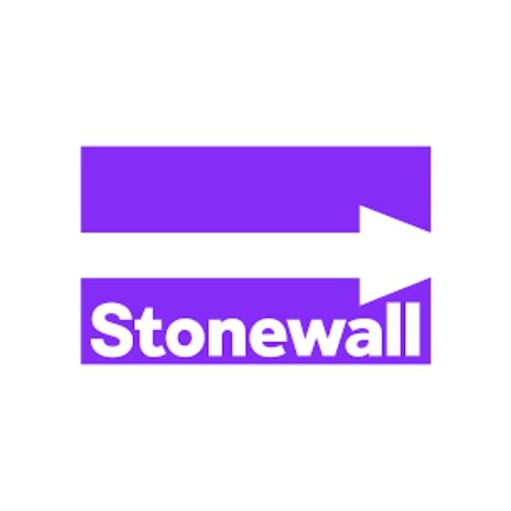 Stonewall logo with purple background and white text