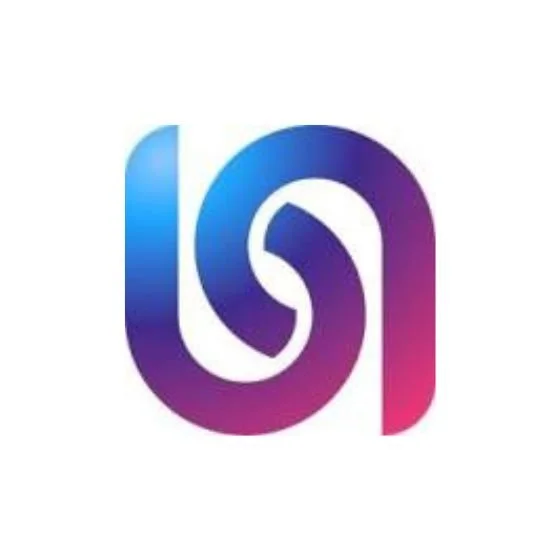 A stylized logo with a gradient of blue to purple and pink, forming a circular shape with a swirl design.