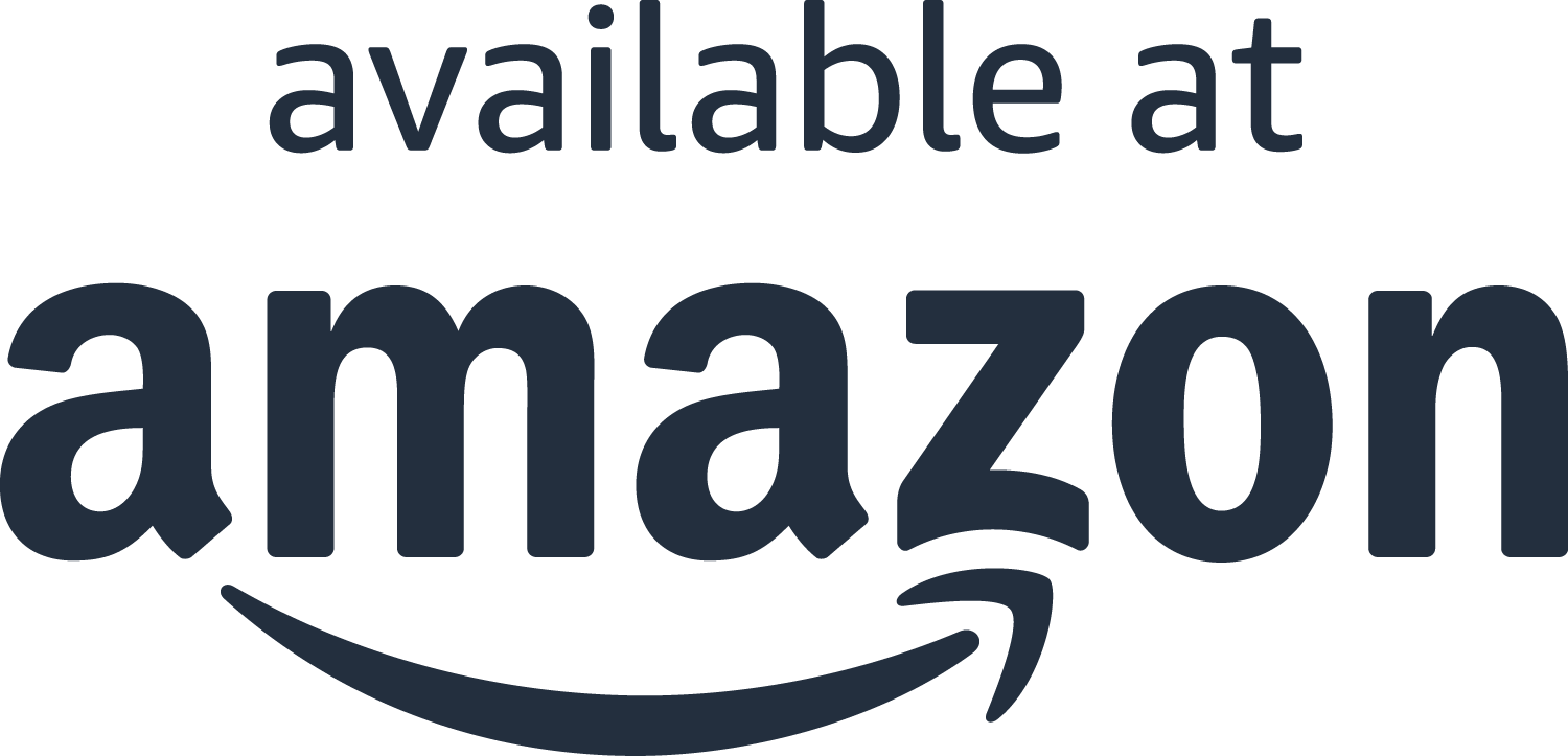 Amazon logo with text indicating the book is available on Amazon.