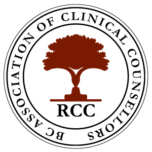 Logo of the BC Association of Clinical Counsellors featuring a tree with the acronym 'RCC' at the bottom.