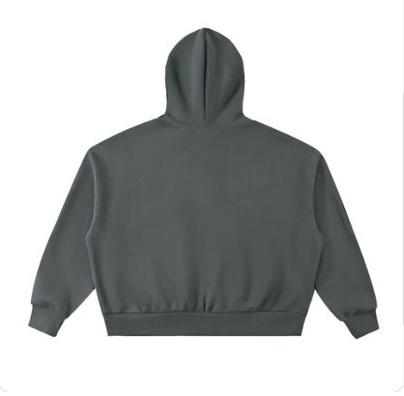 Dark grey baggy oversized boxy zip-up hoodie. Streetwear skater style