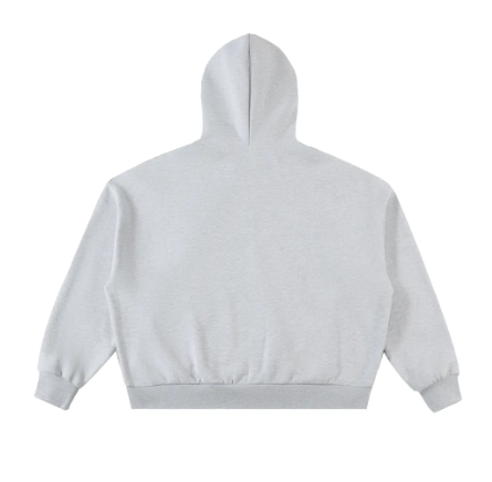 Light grey baggy oversized boxy zip-up hoodie. Streetwear skater style