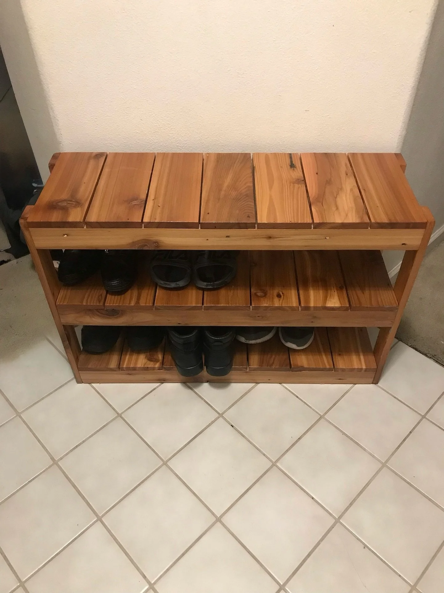 Simple, sturdy, and handcrafted.
This custom wooden shoe rack keeps things organized while showing off natural wood grain and craftsmanship.
Built to fit your space &mdash; DM for custom builds.
&bull;&bull;&bull;&bull;&bull;&bull;&bull;&bull;&bull;&