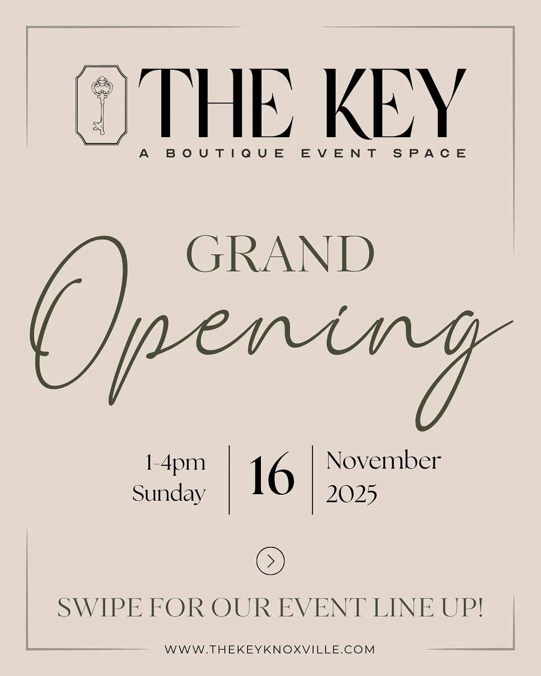 🗝️✨ It&rsquo;s finally happening &mdash; we&rsquo;re opening the doors to The Key and you&rsquo;re on the guest list! 🎉

Join us Sunday, Nov 16 | 1&ndash;4 PM for our FREE Grand Opening Party &mdash; we&rsquo;re talking drinks, desserts, food, and 