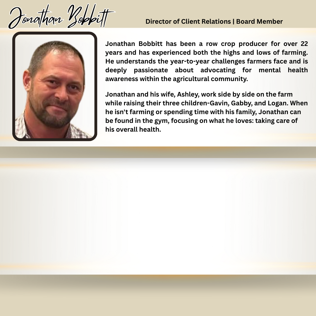 Profile photo of Jonathan Bobbitt with biography, title, and description of his farming background and family life.