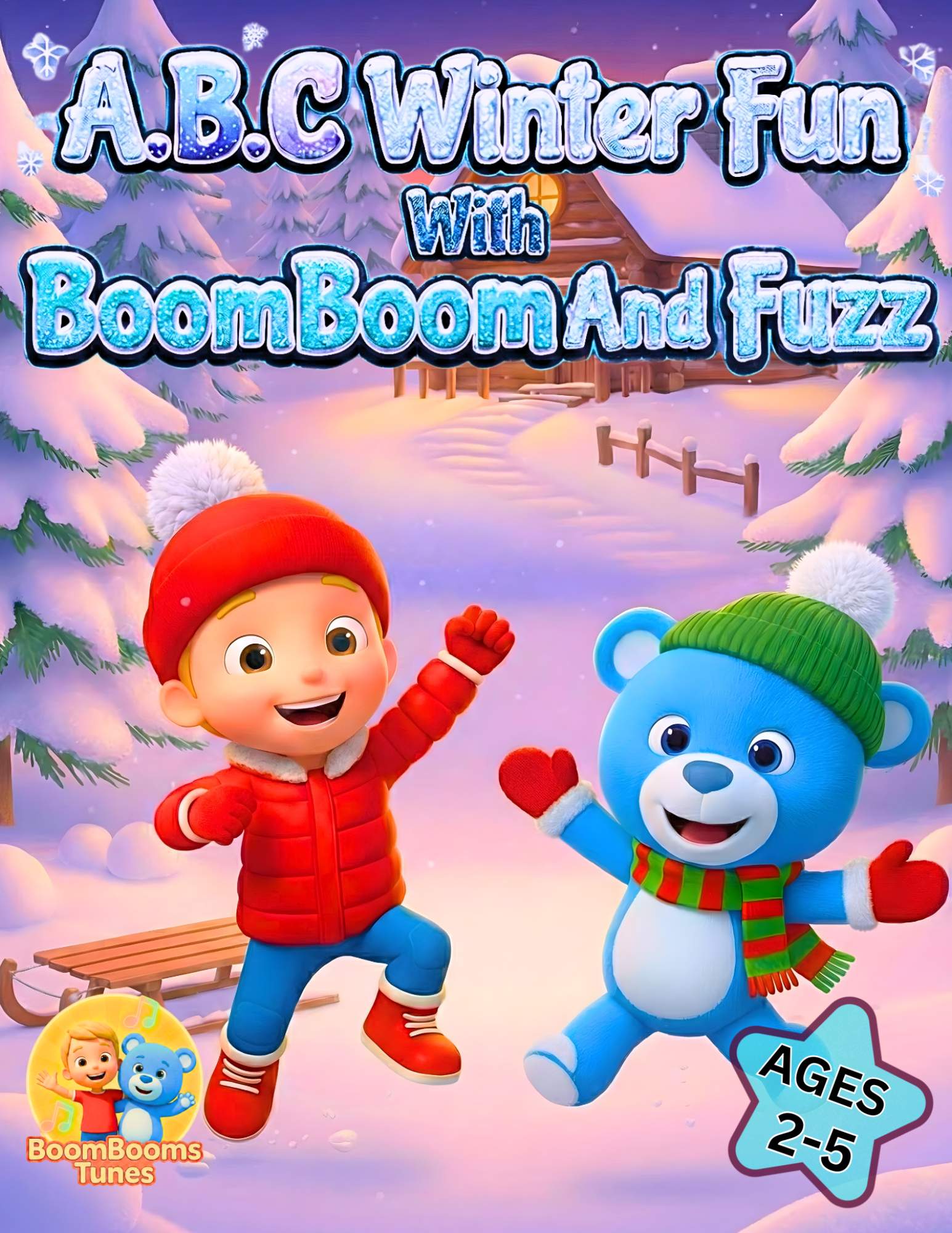Printable ABC Winter Coloring Book for Toddlers and Preschoolers: BoomBoom and Fuzz