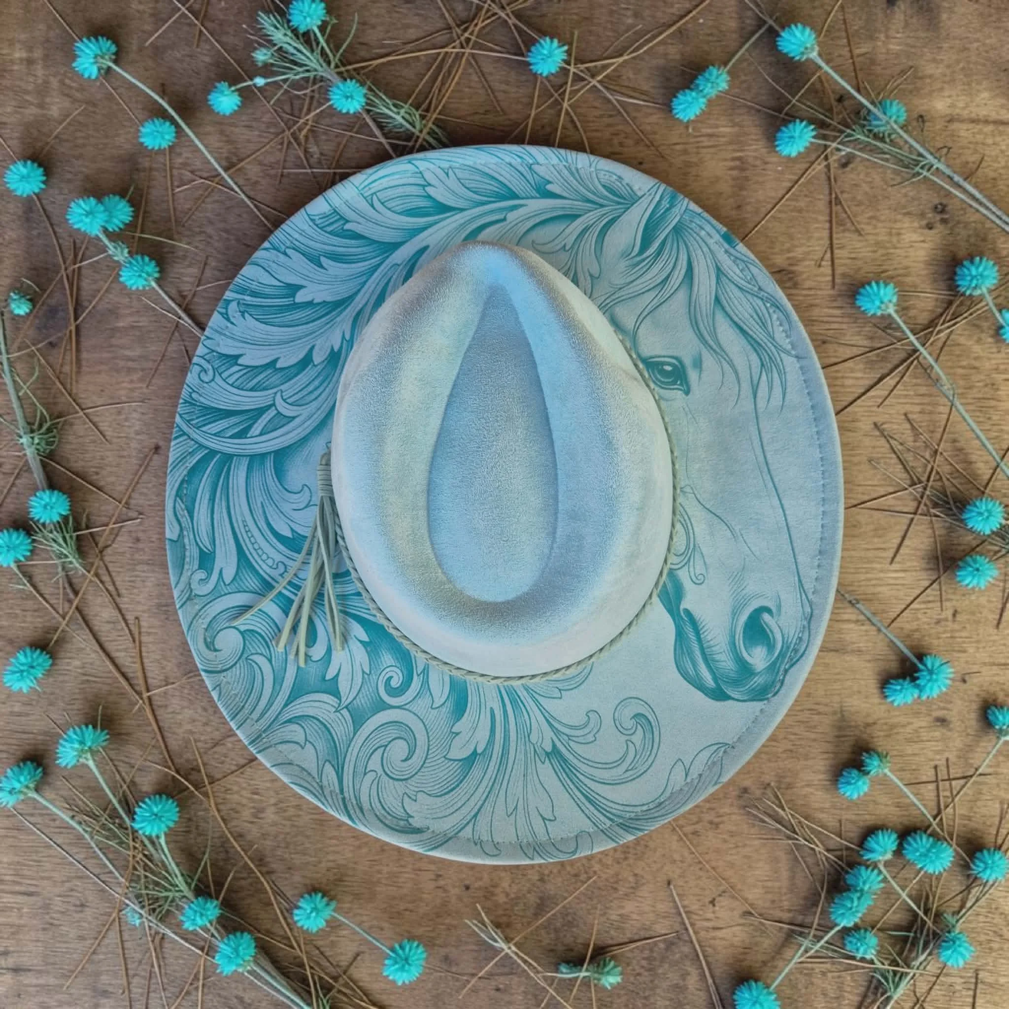 Light Teal Filigree Horse