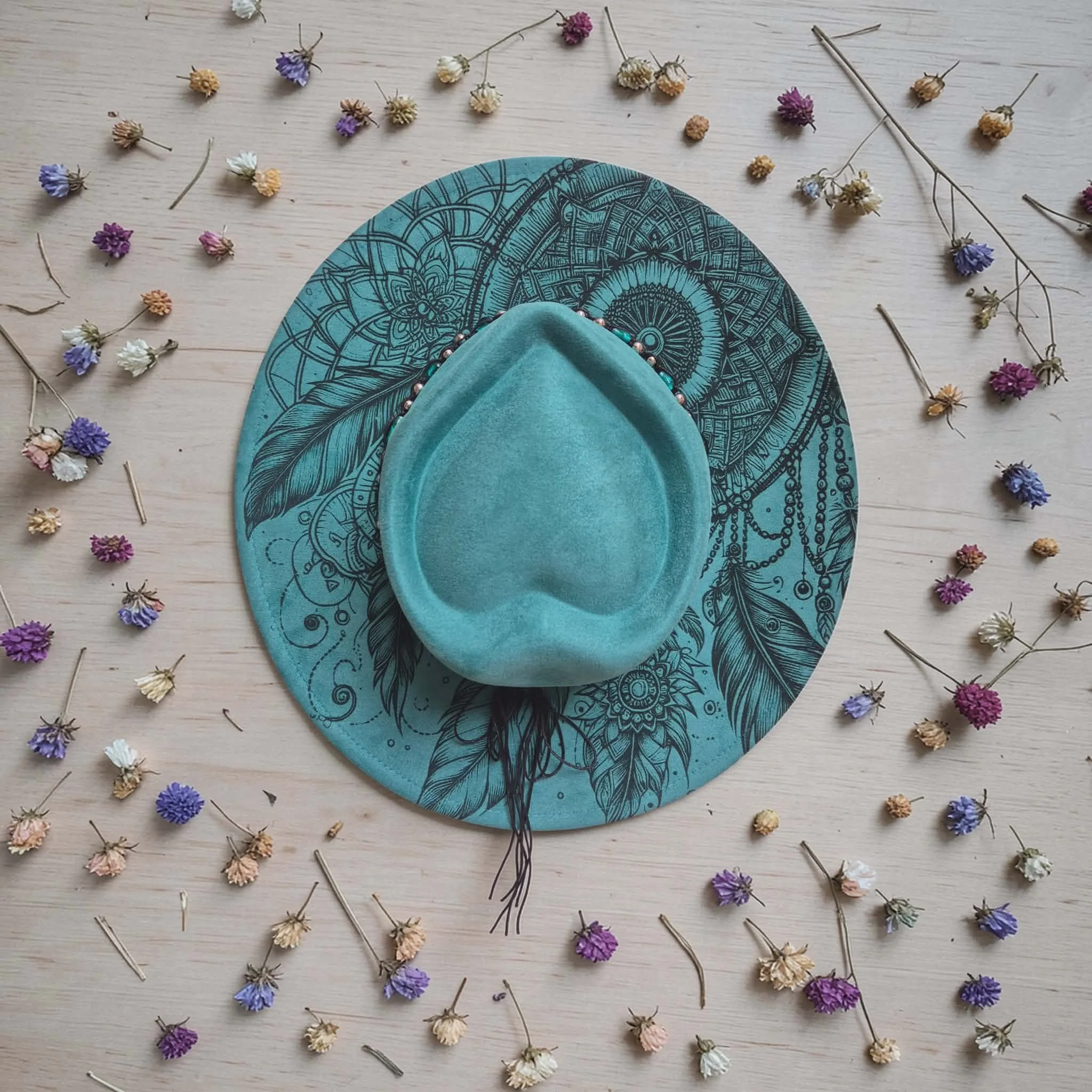 Teal Dreamcatcher with Heart Crown