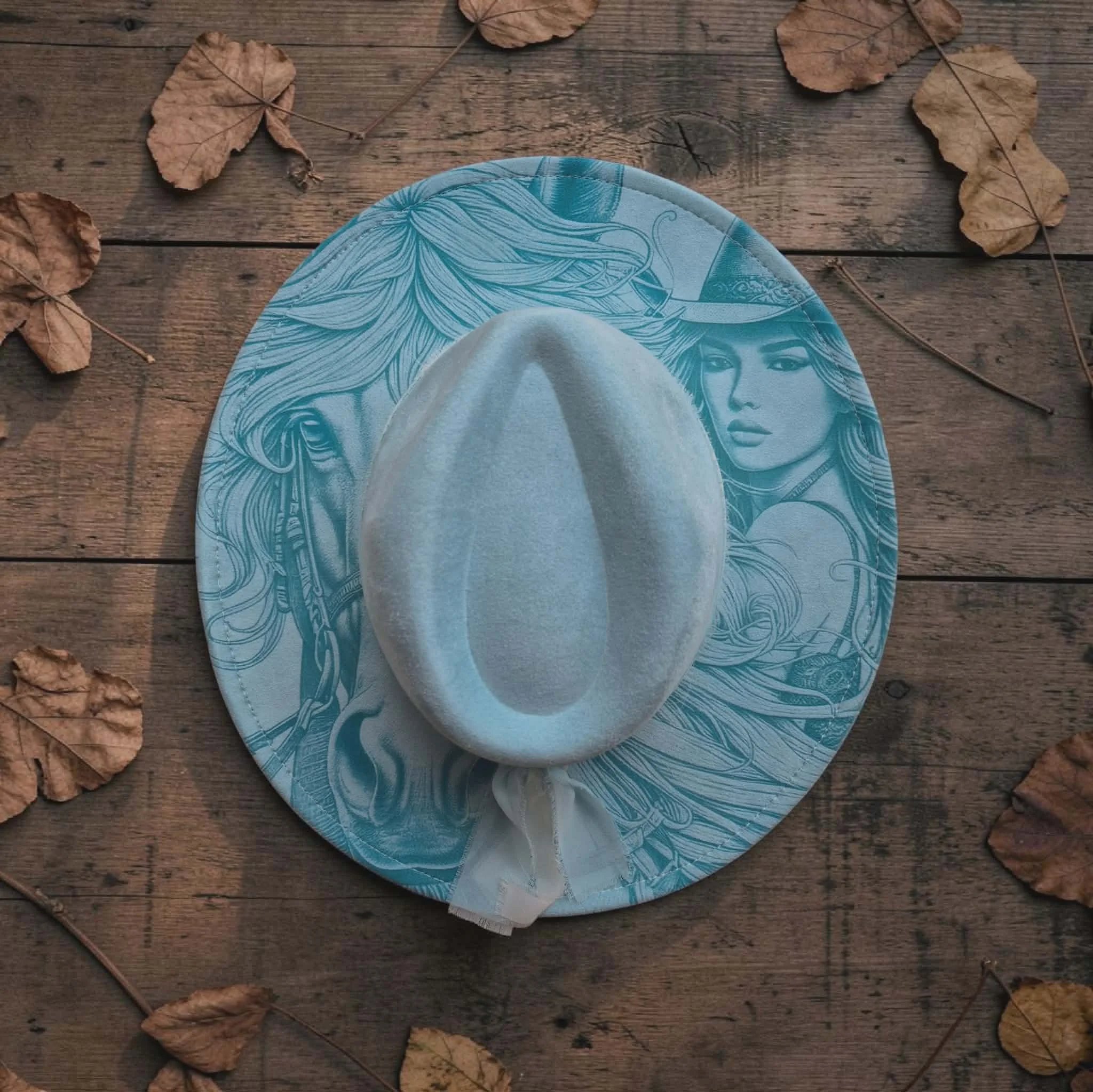 Light Teal Cowgirl and Her Horse