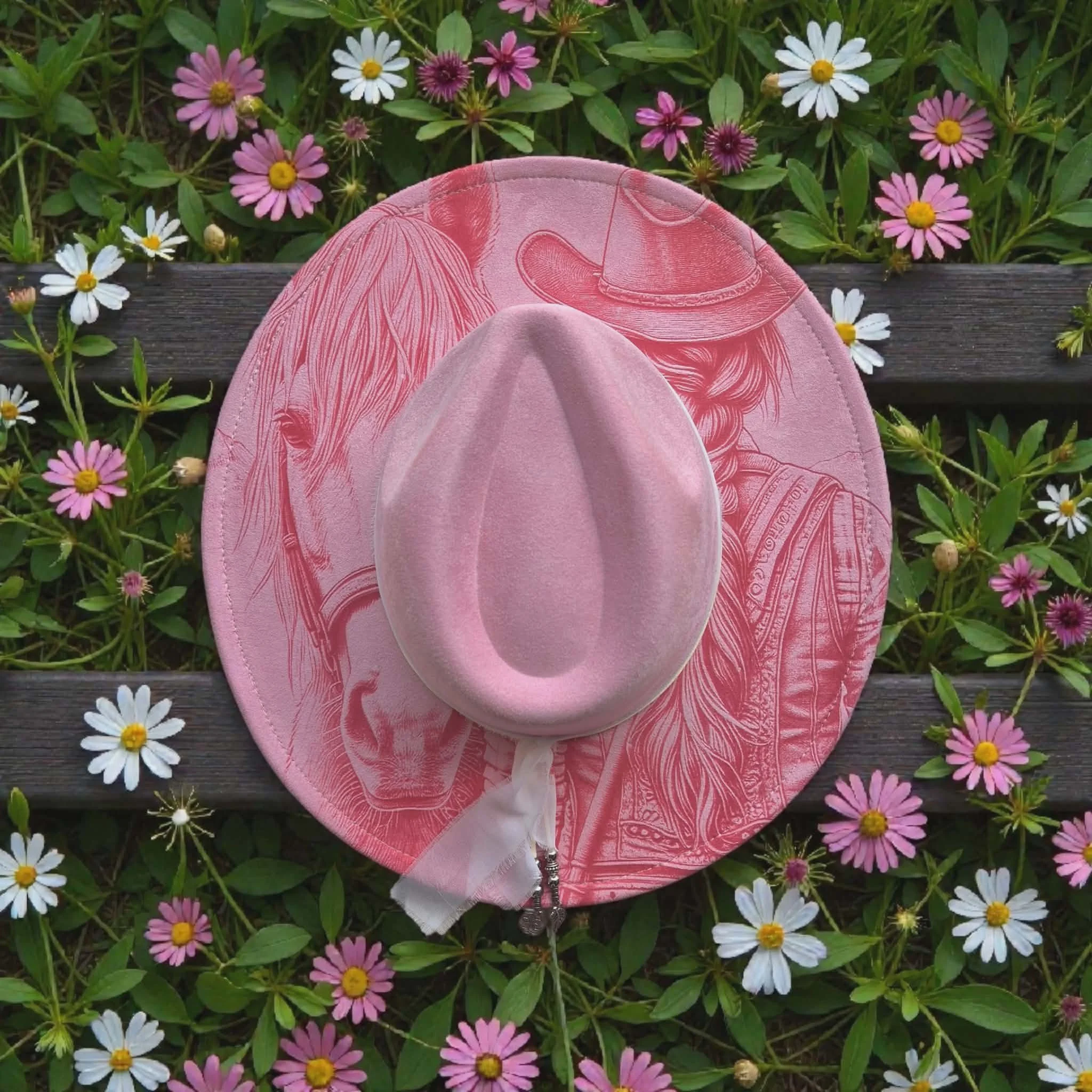 Pink Cowgirl and her Horse