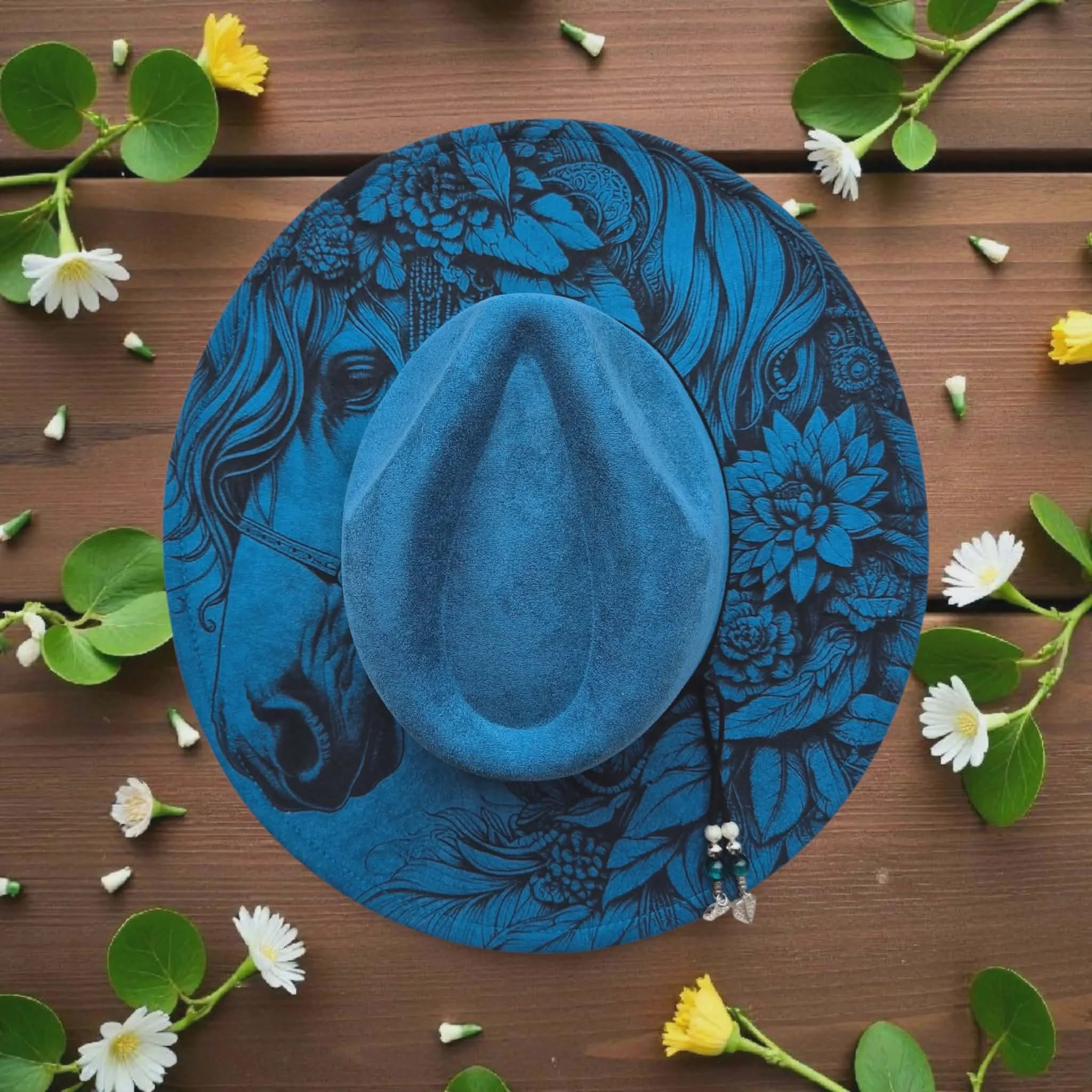 Peacock Indian  Horse with Flowers