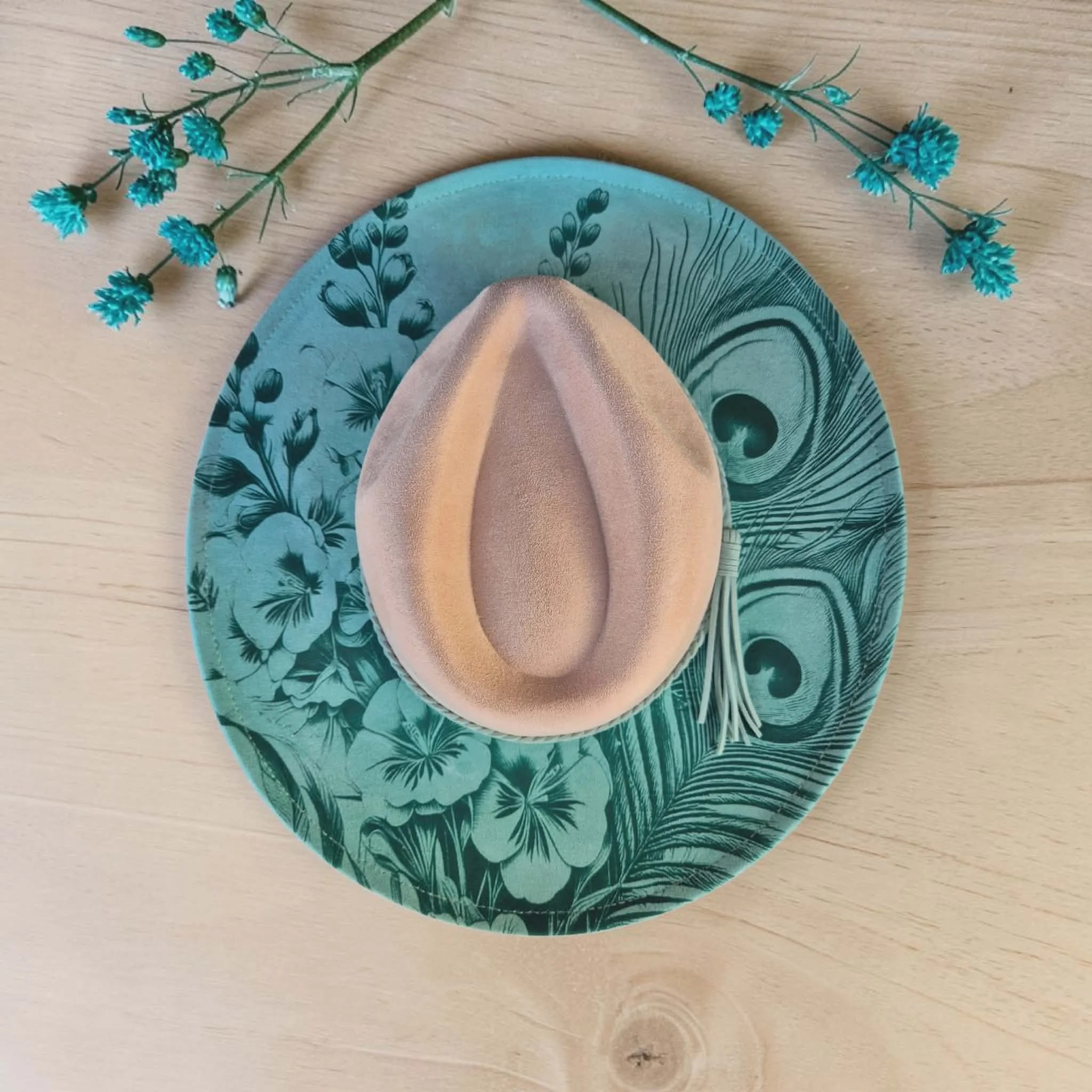 Teal and Cream Peacock Feathers