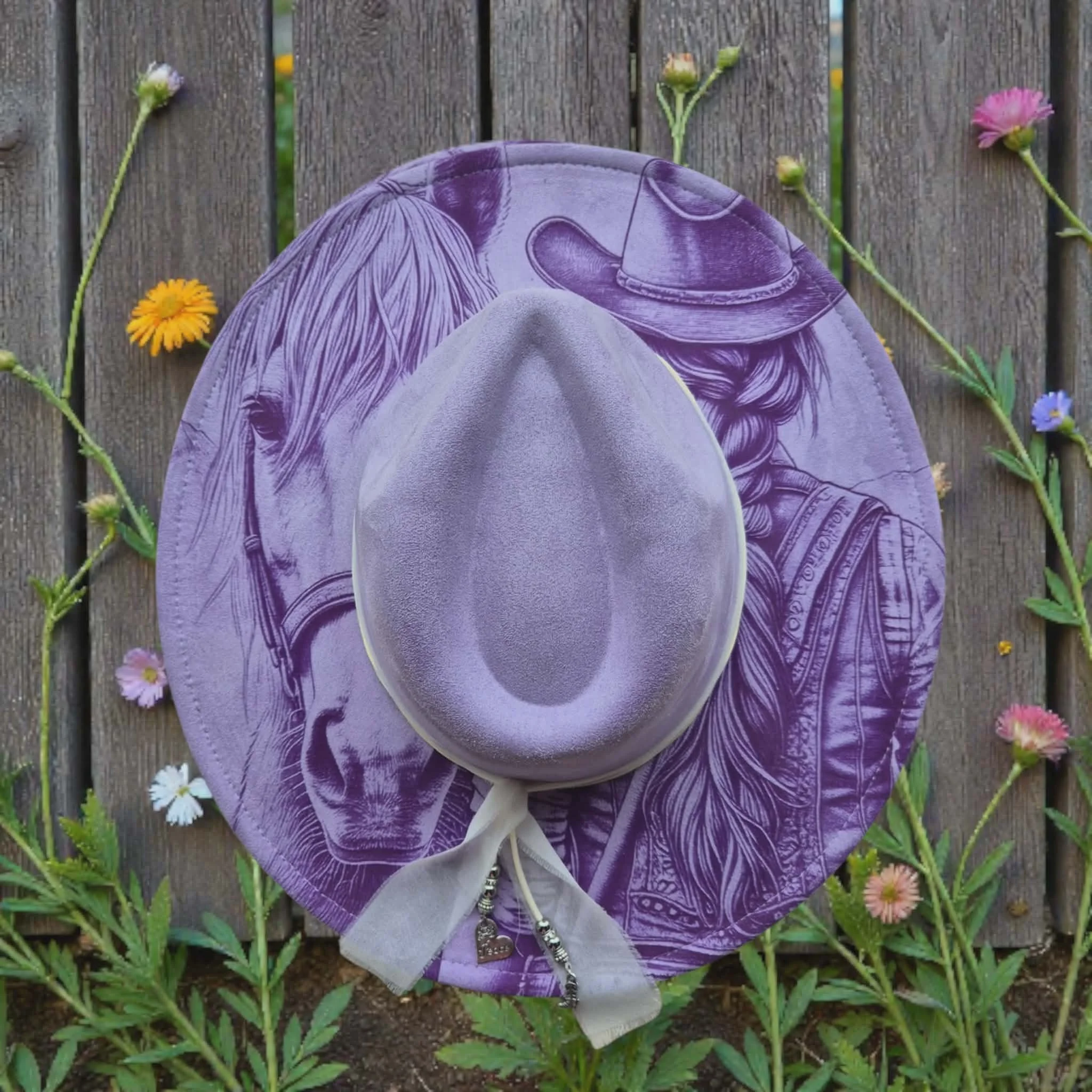 Lilac Cowgirl and Her Horse