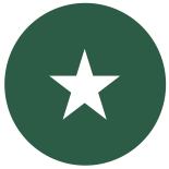 Green circle icon with a white star in the center