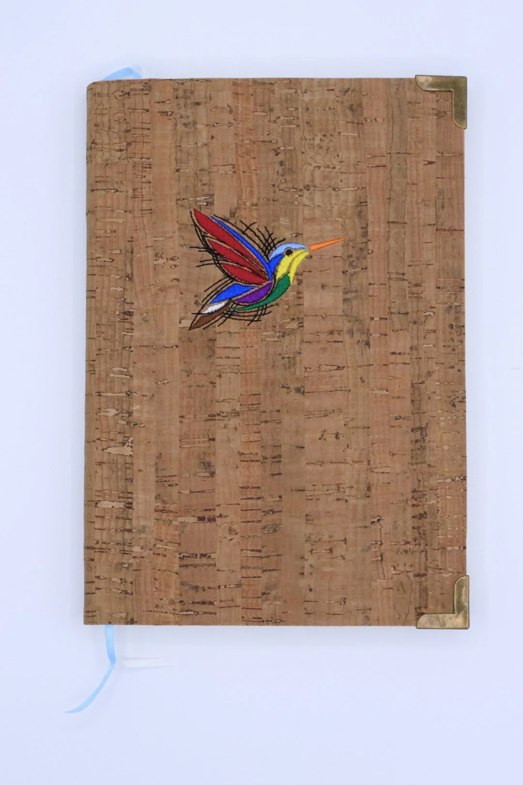 Notebook / Journal: Hummingbird Embroidery, Natural / Tan Cork Cover, Lined Paper, A5