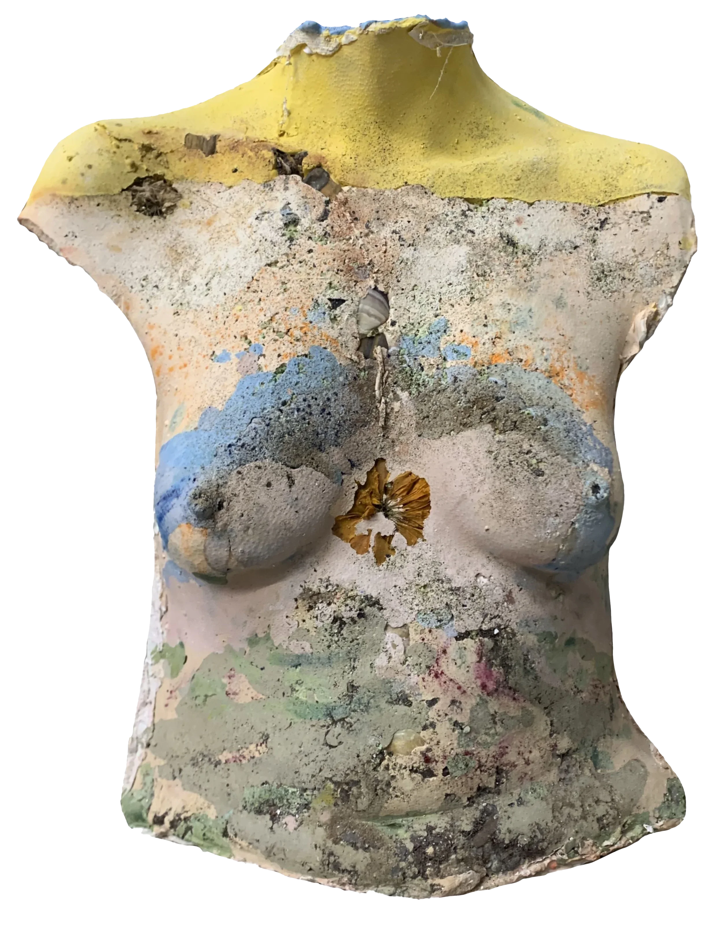 Volcanic Altars, plaster, salt, pigments, wax, organic memorabilia, 2025