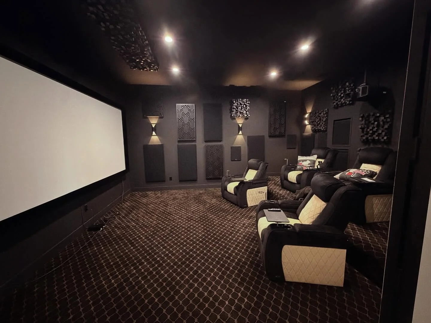 Our new Show Room! 
If we didn&rsquo;t have to work, we would probably never leave this room. 

Want a room similar to this or have an idea for your own custom home theater room? Give us a call or visit our website!

Demo Room Equipment list:

Trinno