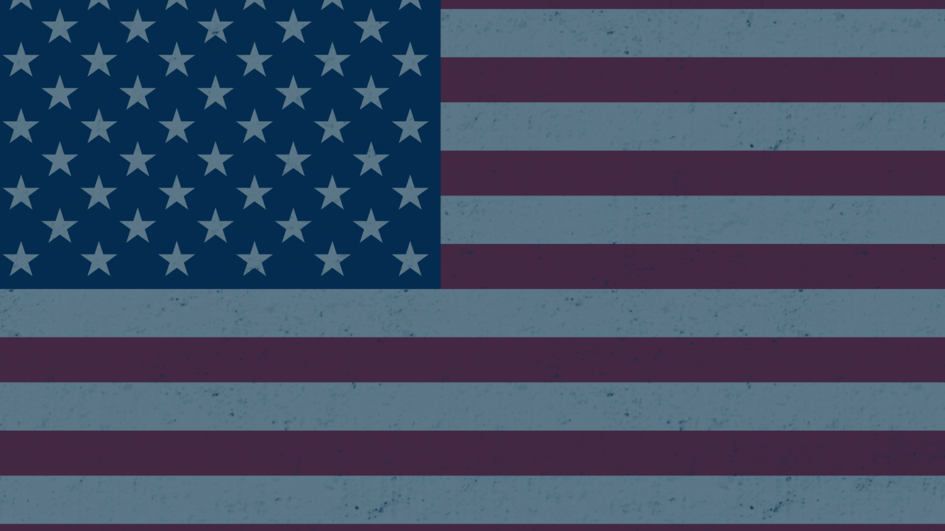 A stylized American flag with a weathered appearance, featuring blue canton with white stars and alternating red and white stripes.