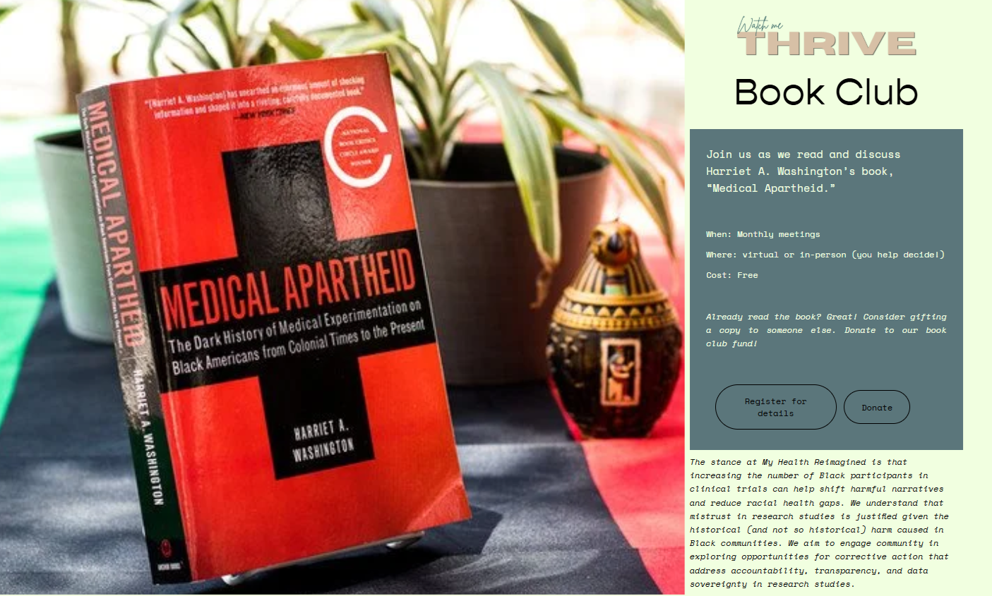 promotional flyer for My Health Reimagined Book Club