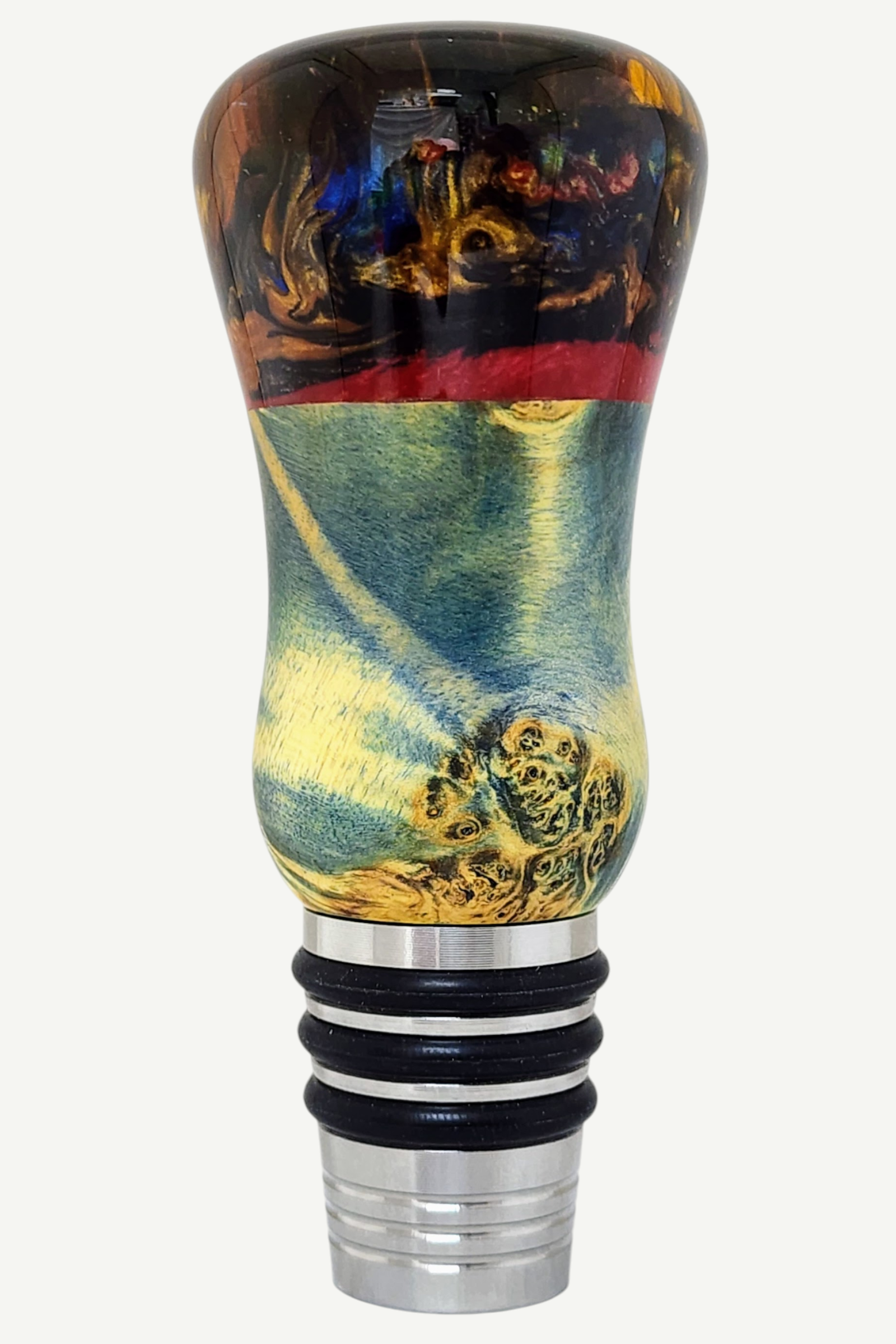 Bottle Stopper with Resin and Wood Burl Top