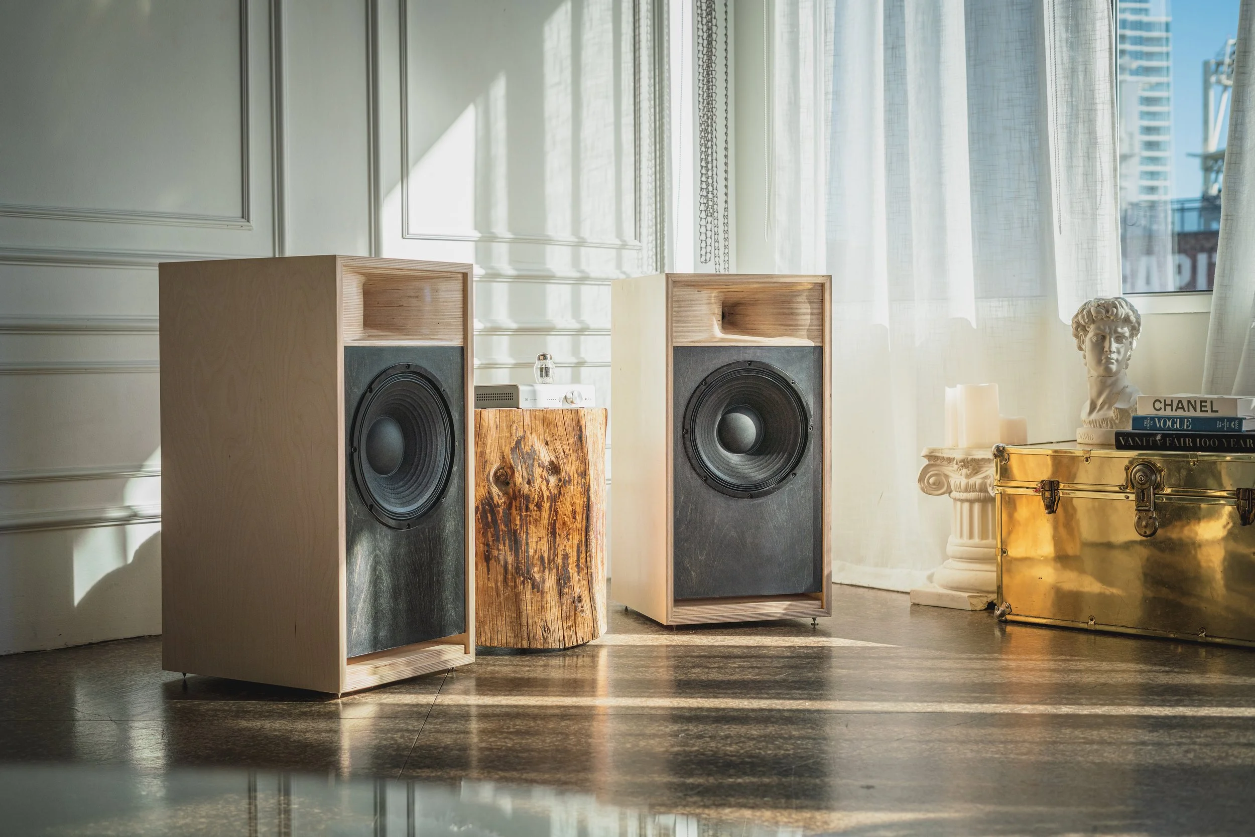 Vitalic-12 horn-loaded loudspeaker with compression driver and 12-inch woofer designed for tube amplifiers