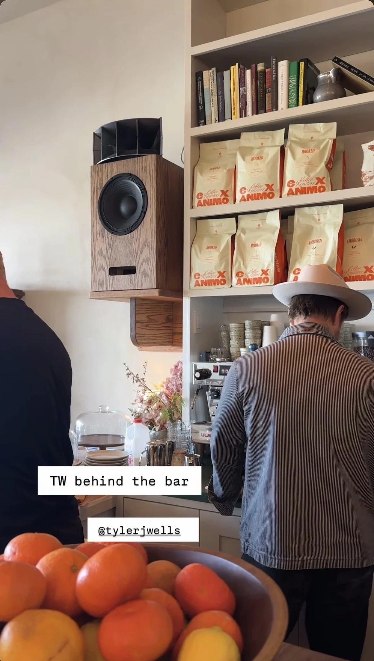 A large wooden speaker with a prominent cone, sitting on a beige carpet in a room with black acoustic panels and a window with curtains.
altec 811b horns 