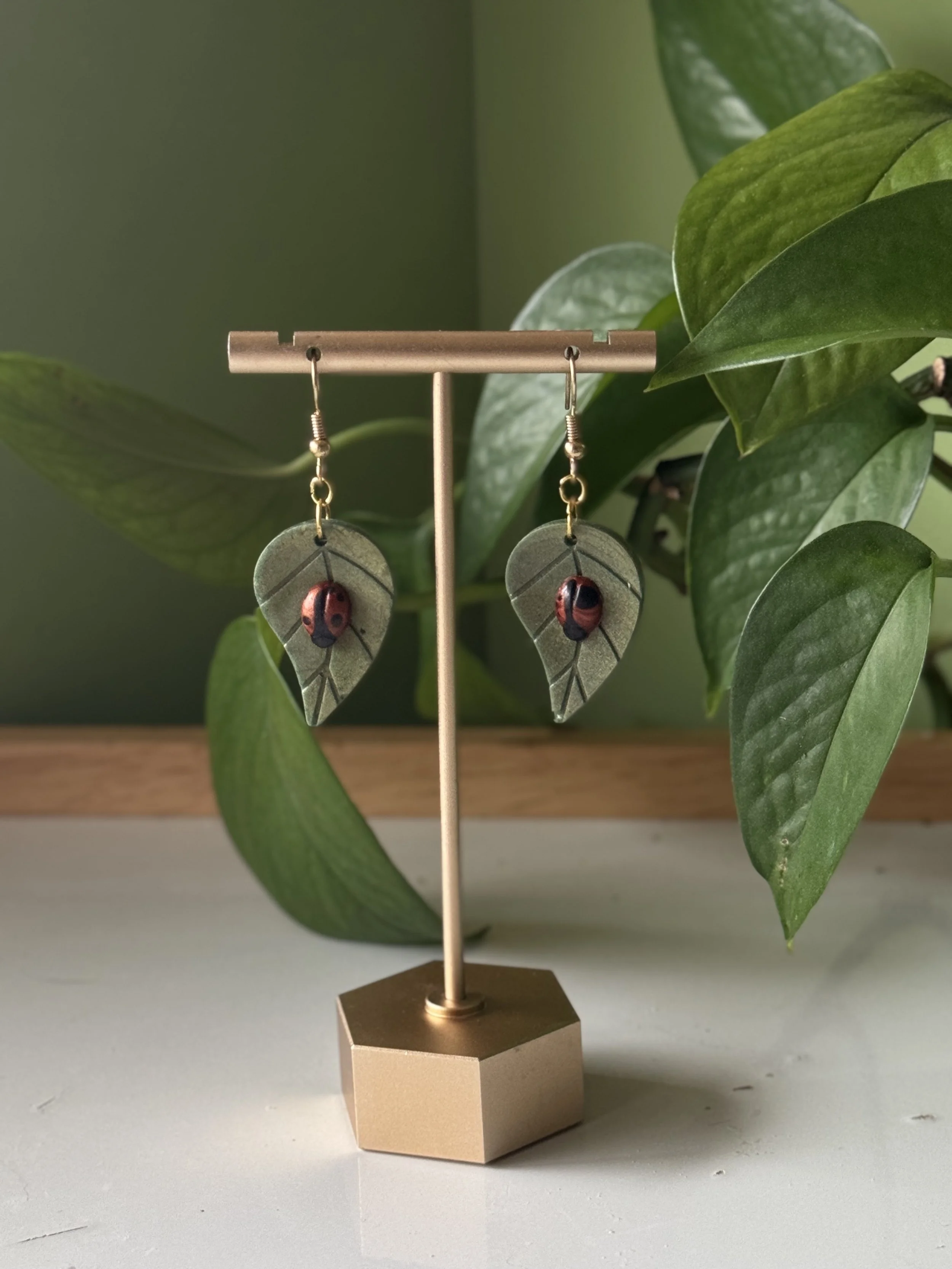 Junebug on a Leaf Earrings