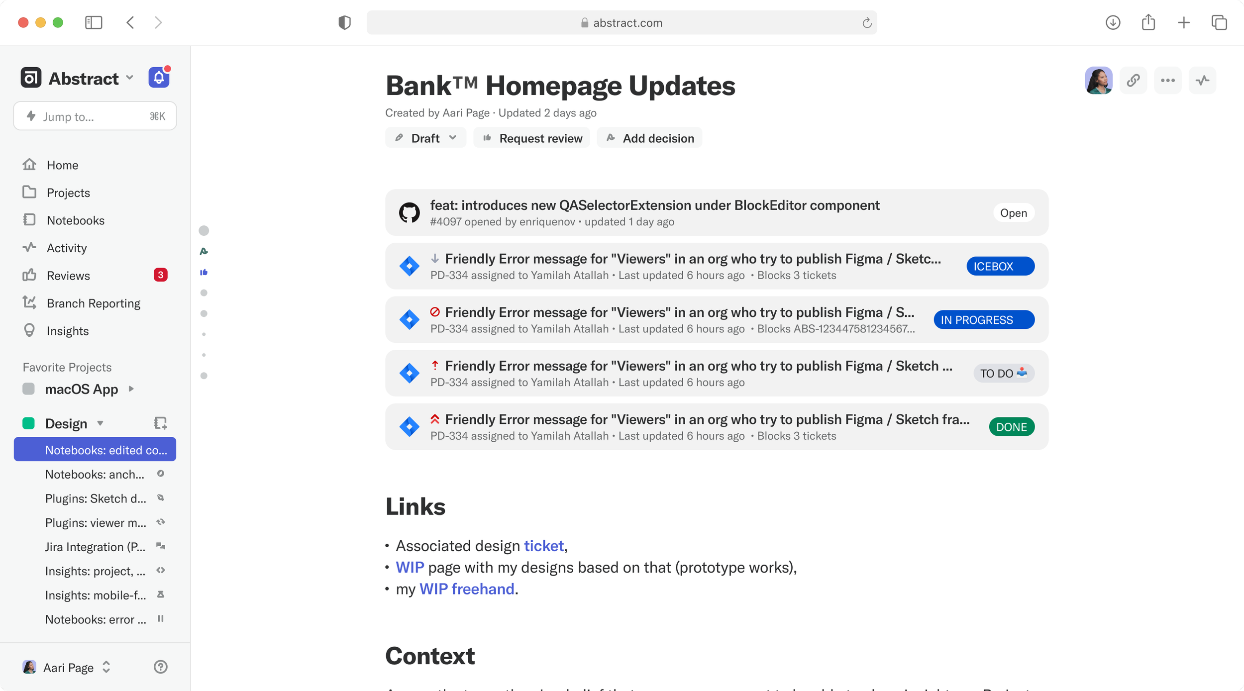 Notebooks with Jira tickets attached