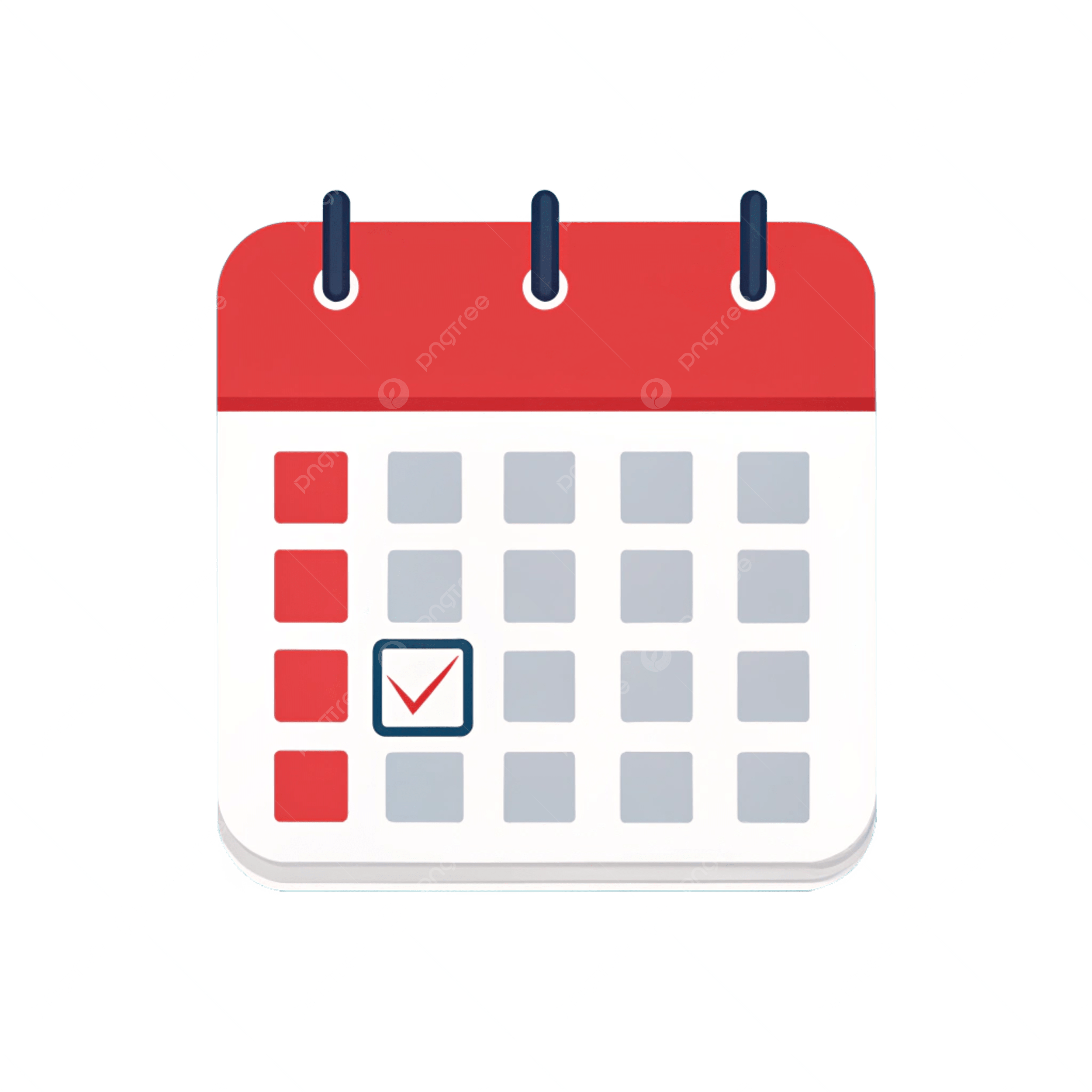 Close-up of a mobile device screen displaying a calendar app with a red checkmark icon and a row of checkboxes at the bottom.