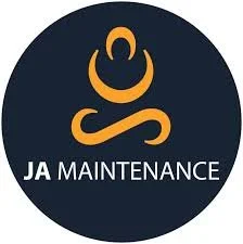 Logo of JA Maintenance featuring a stylized orange symbol and white text on a dark background.