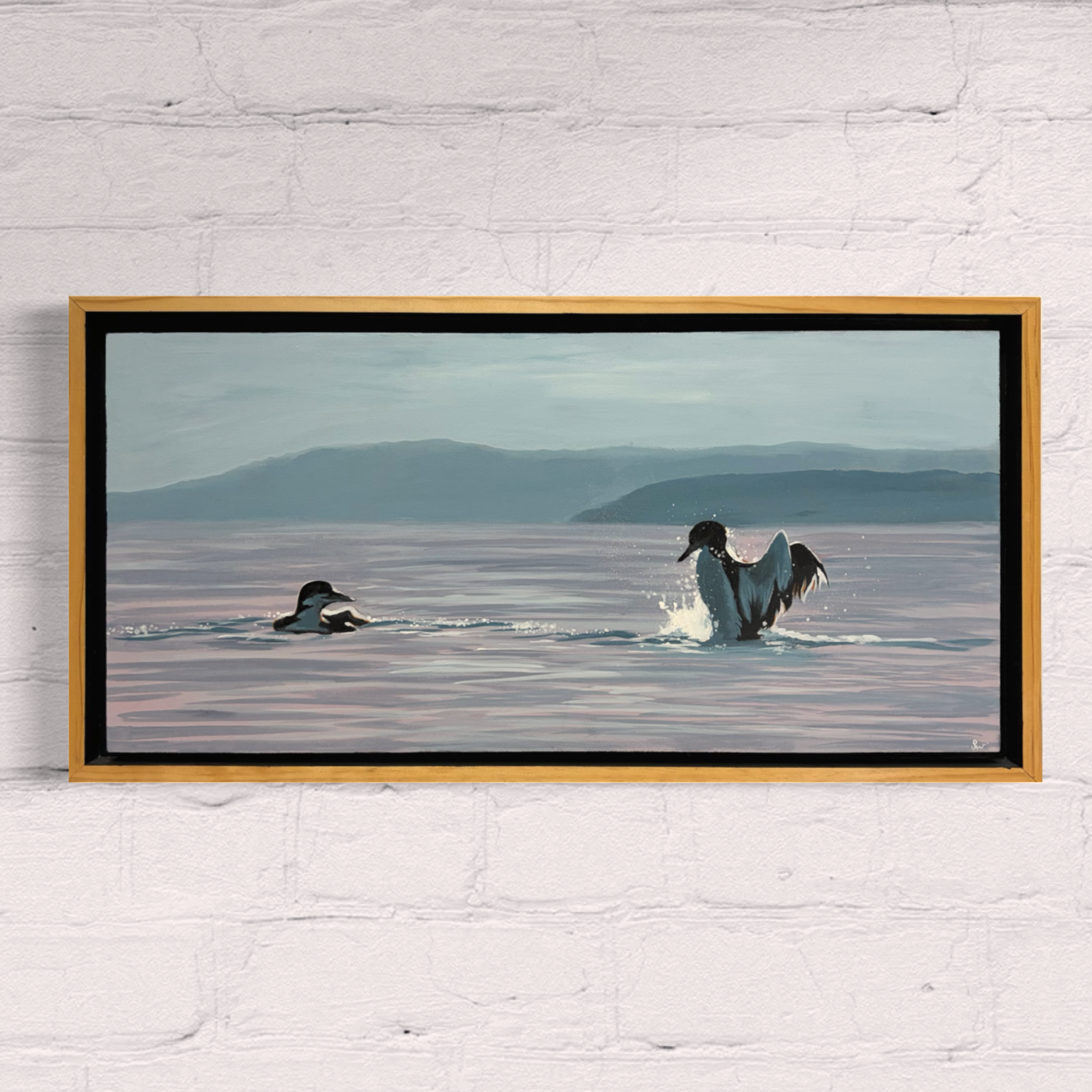 "Splash Dance" Original Oil Painting- Loons