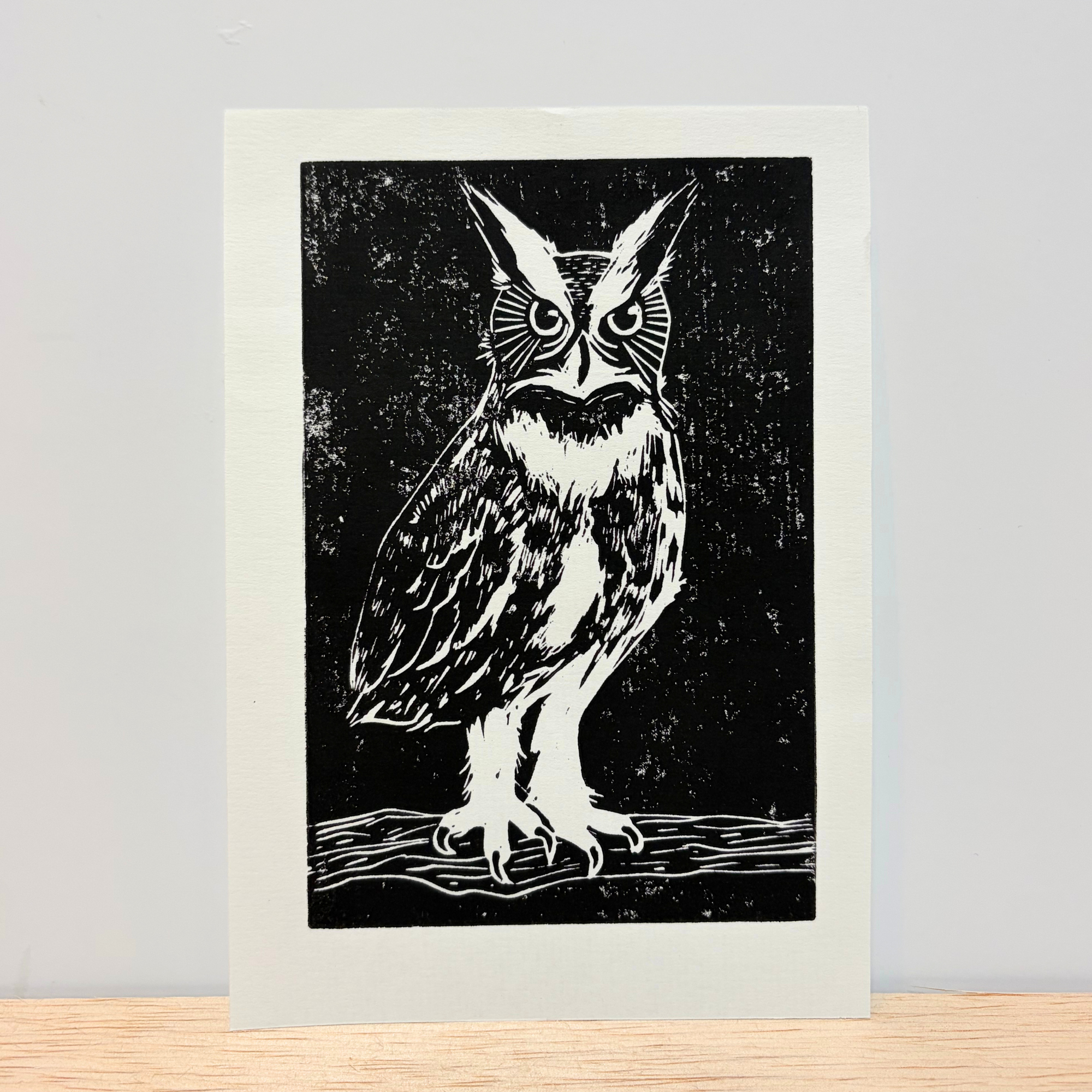 "Great Horned Owl" Block Print