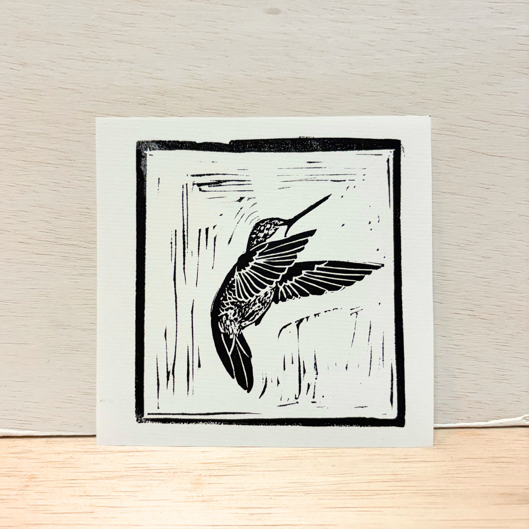 Hummingbird Linocut Print