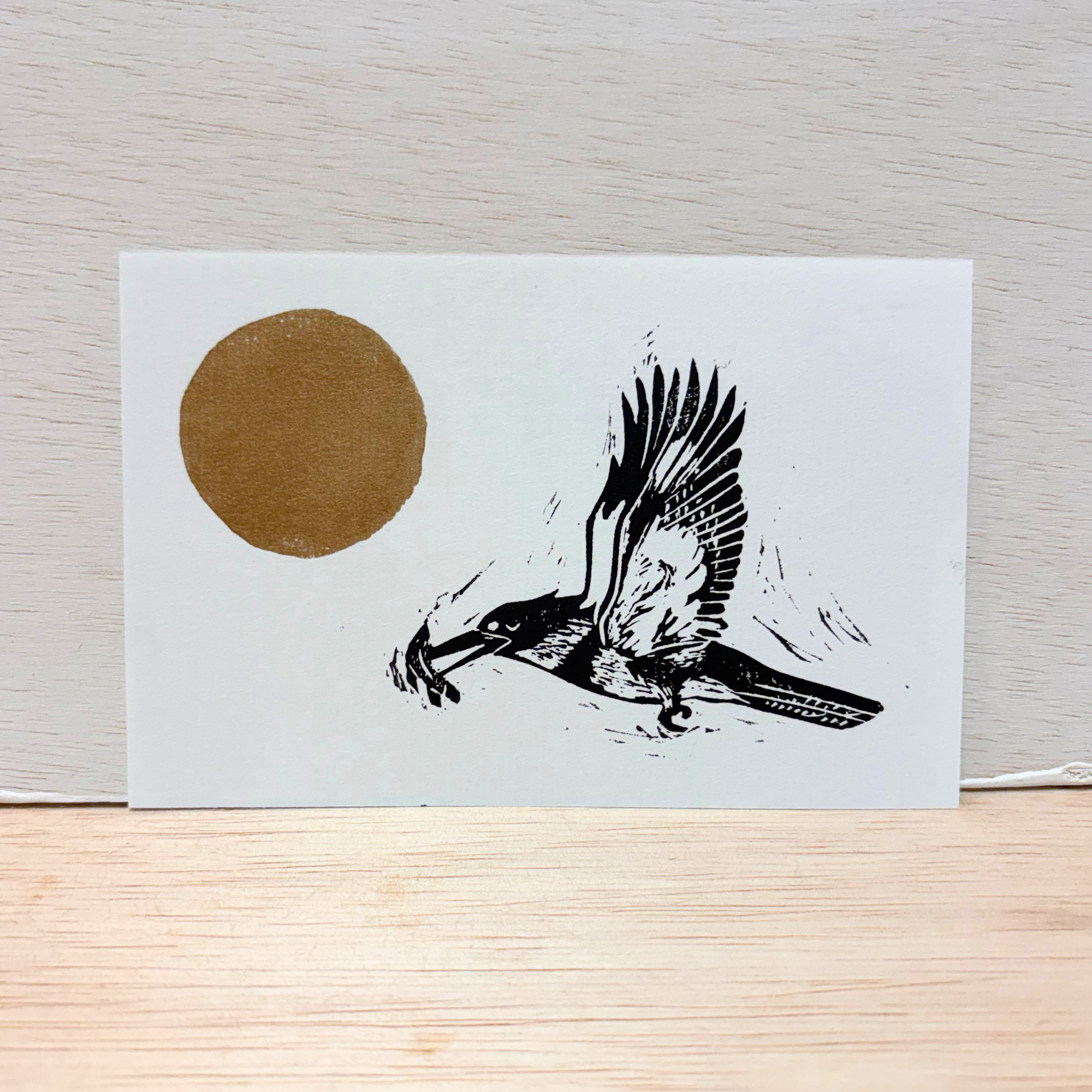 Kingfisher Sunset Linocut Print