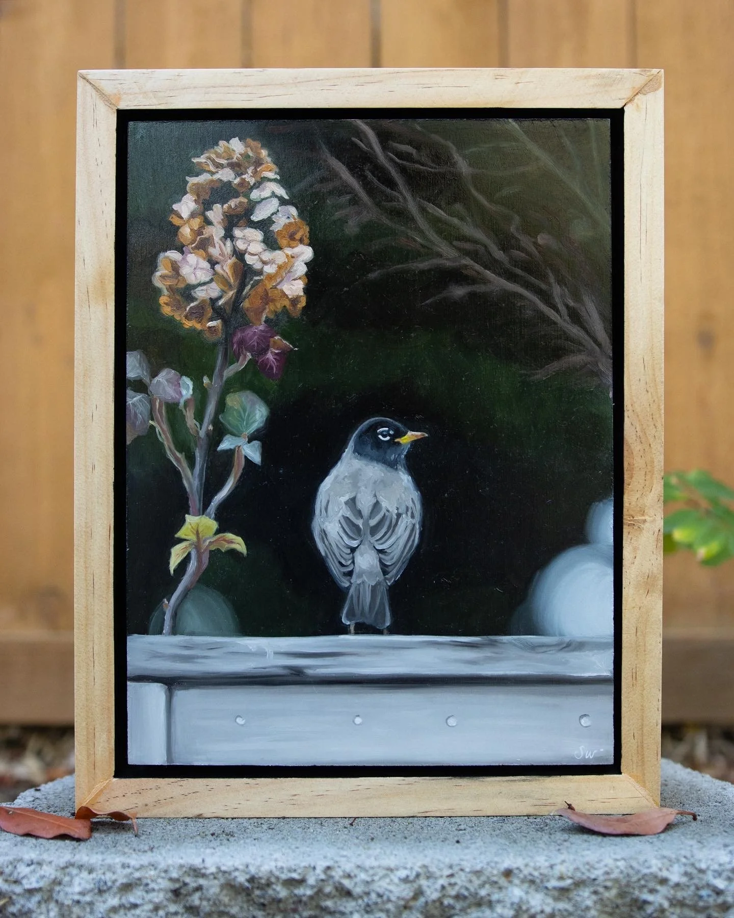 Autumn Robin - 12x18" Original Oil Painting