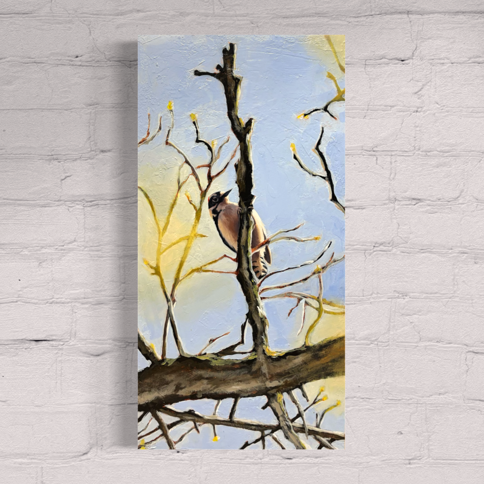 "Within the Branches" Original Oil Painting- Woodpecker