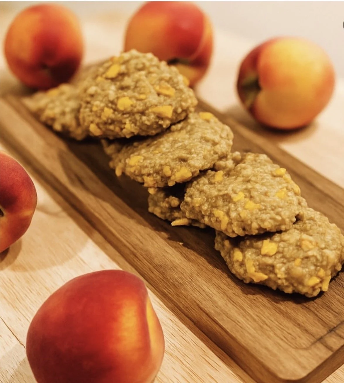 Homemade peach cookies with fresh peaches and a golden, buttery texture — easy summer dessert recipe.
