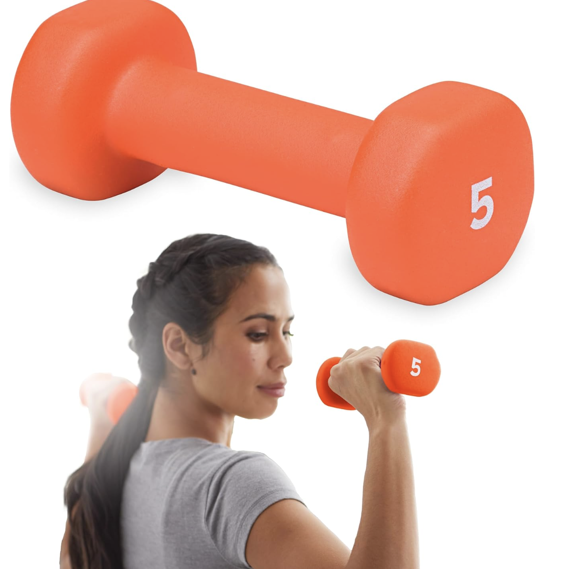 Dumbbell Hand Weight (Sold in Singles) - Neoprene Coated Exercise & Fitness Dumbbell for Home Gym Equipment Workouts Strength Training Free Weights for Women, Men