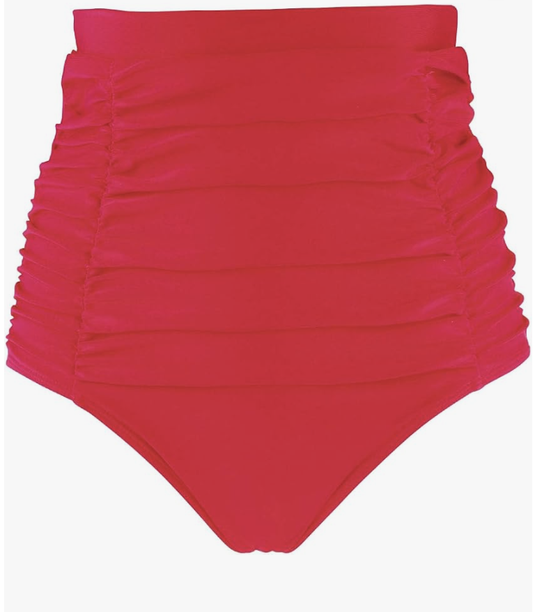 RELLECIGA Women's High Waisted Hipster Bikini Swimsuit Bottom Ruched Swim Bottom