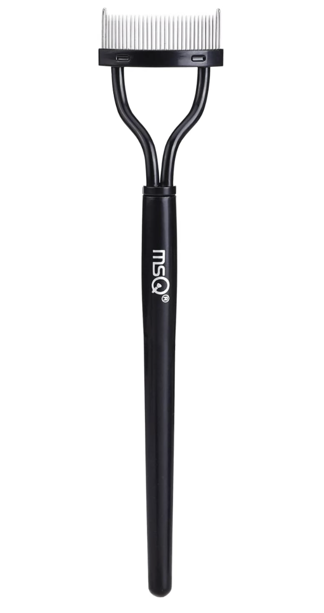 MSQ Eyelash Comb Curler Eyebrow Brush Eyelash Separator Mascara Applicator Eyelash Definer With Comb Cover Arc Designed Cosmetic Brushes Tool Black,(1PCS)
