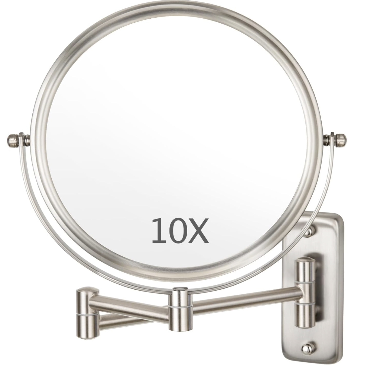Wall Mounted Makeup Mirror - 1X/10X Magnifying Mirror Double Sided, 8 Inch Extendable Bathroom Mirror, Nickel Finish ALHAKIN