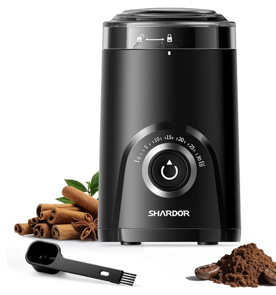 SHARDOR Super Silent Blade Coffee Grinder Electric, Timed Grind Control Rotary Knob, Adjustable Coarse to Fine for Coffee Beans, Spices & Herbs, Black