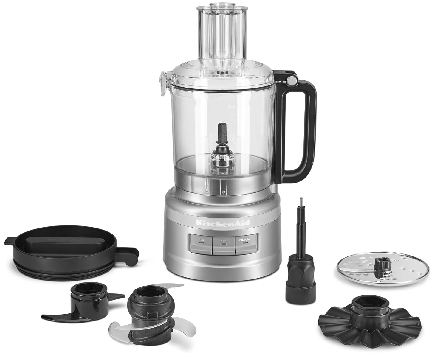 KitchenAid KFP0921CU 9 Cup Food Processor Four Blade Multipurpose Design, All-in-One Storage Solution, Easy Clean Work Bowl, Whisk Accessory, Knead dough