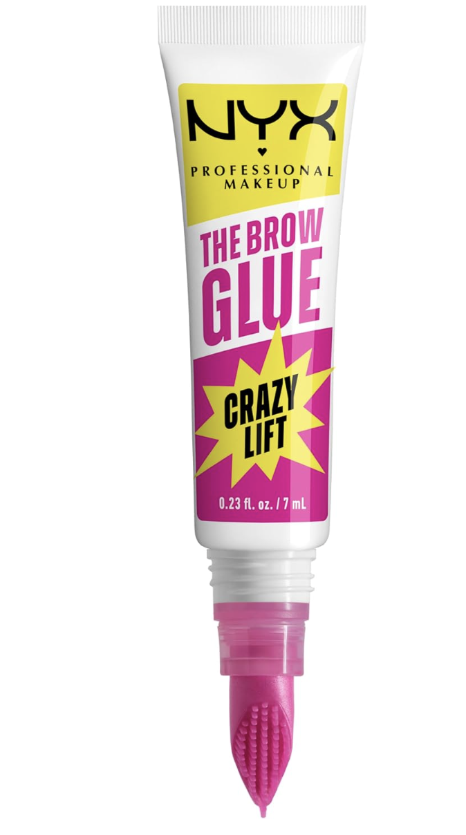 NYX Professional Makeup The Brow Glue Crazy Lift, Brow Lamination Gel, 24H Strong Hold, Built-In Styling Comb, Non-Crunchy Laminated Brows, Shade: Transparent